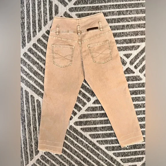 BRUNELLO CUCINELLI Sz 2 The Wrap Straight Jeans Raw Hem Khaki Denim Orig $1495